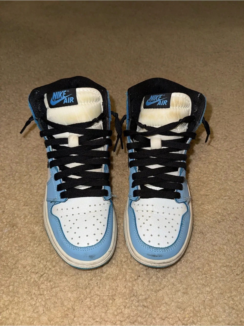 Nike Air Jordan 1 Mid — UNC White & Light Blue with Black Swoosh